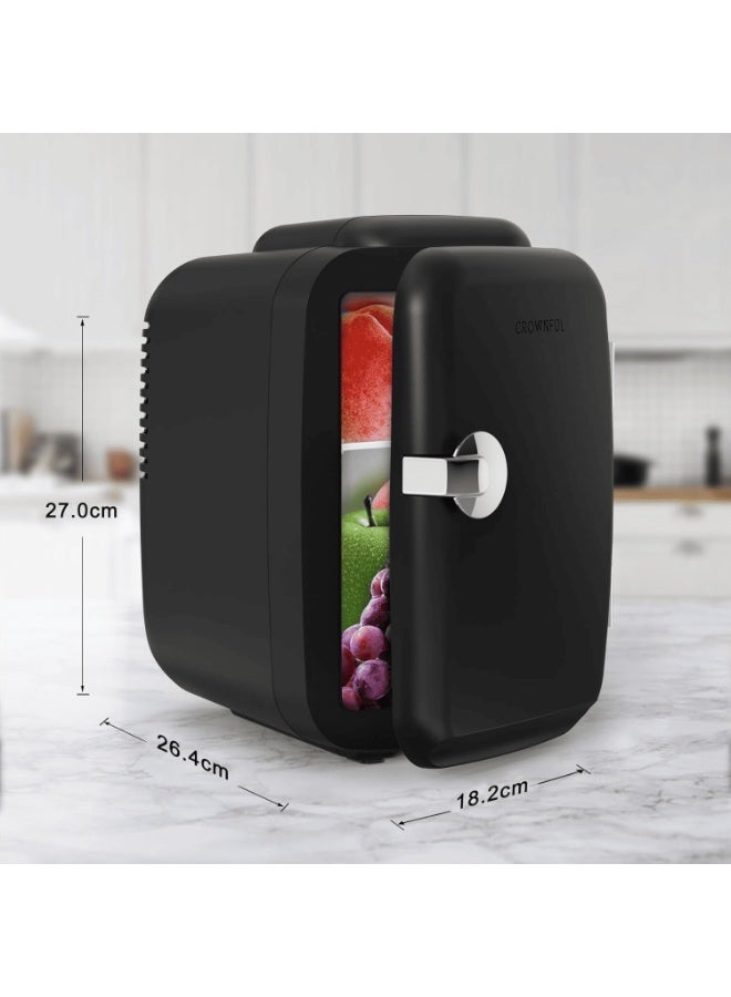 CROWNFUL Mini Fridge, 4 Liter 6 Can Portable Cooler and Warmer, Personal Fridge for Skin Care, Cosmetics, Food, Great for Bedroom, Office, Car, Dorm, ETL Listed (Black) - Image 5